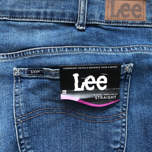 Lee Riders Women's Midrise Straight Premium Jean - Medium Blue Wash, Regular Fit, Size 24